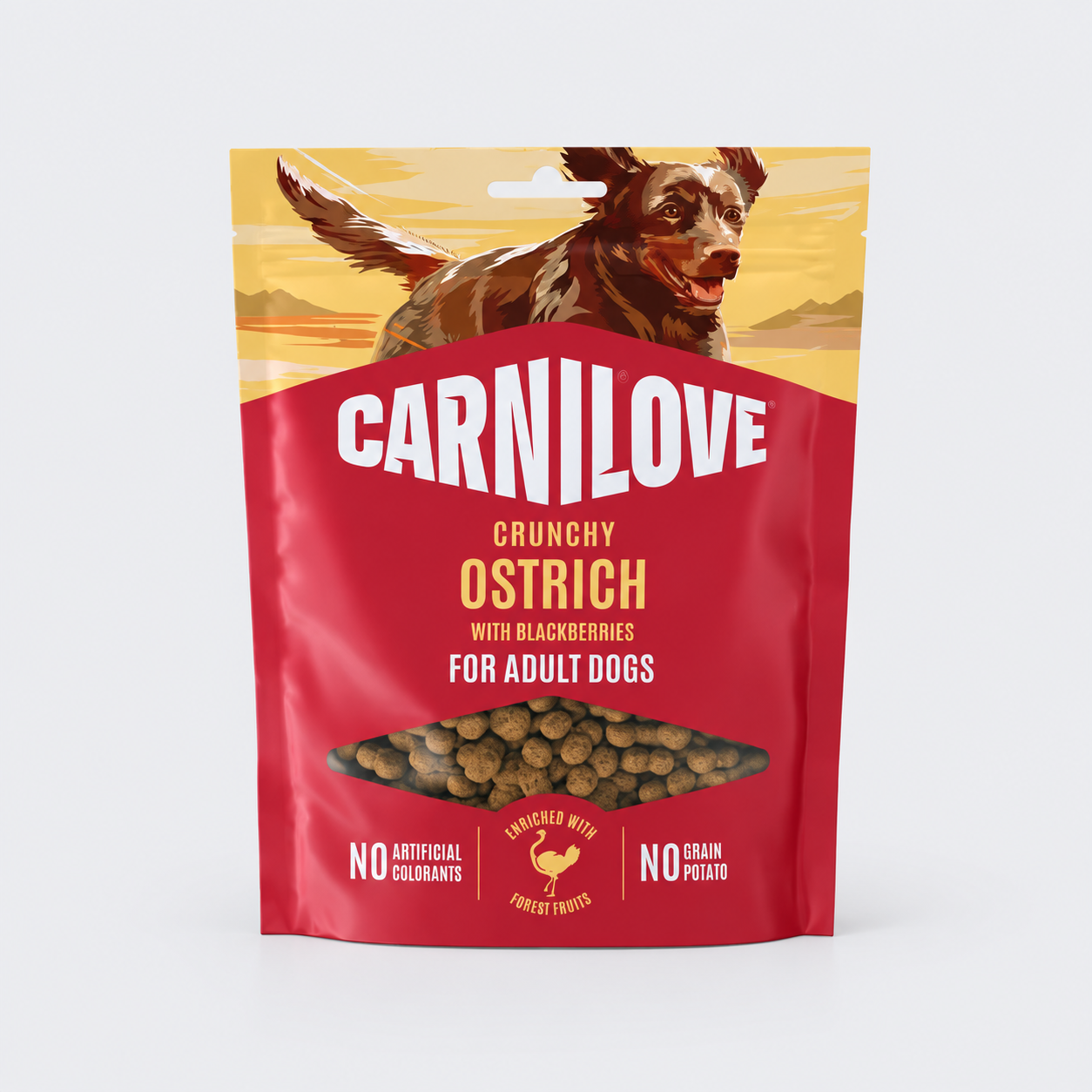 Ostrich with Blackberries CRUNCHY Snack for Dogs 200g