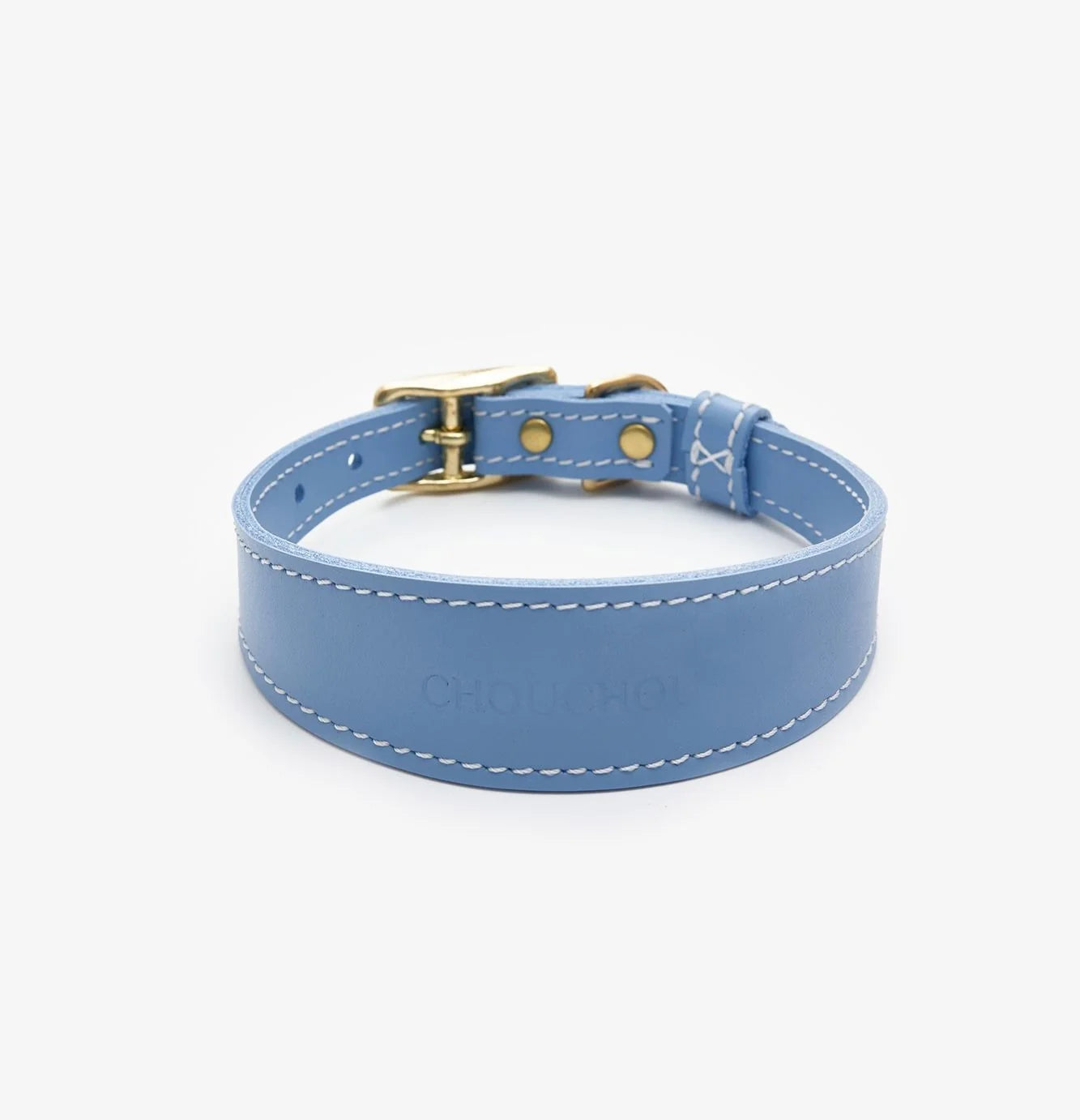 Leather Dog Collar – Almond Collection Light Blue