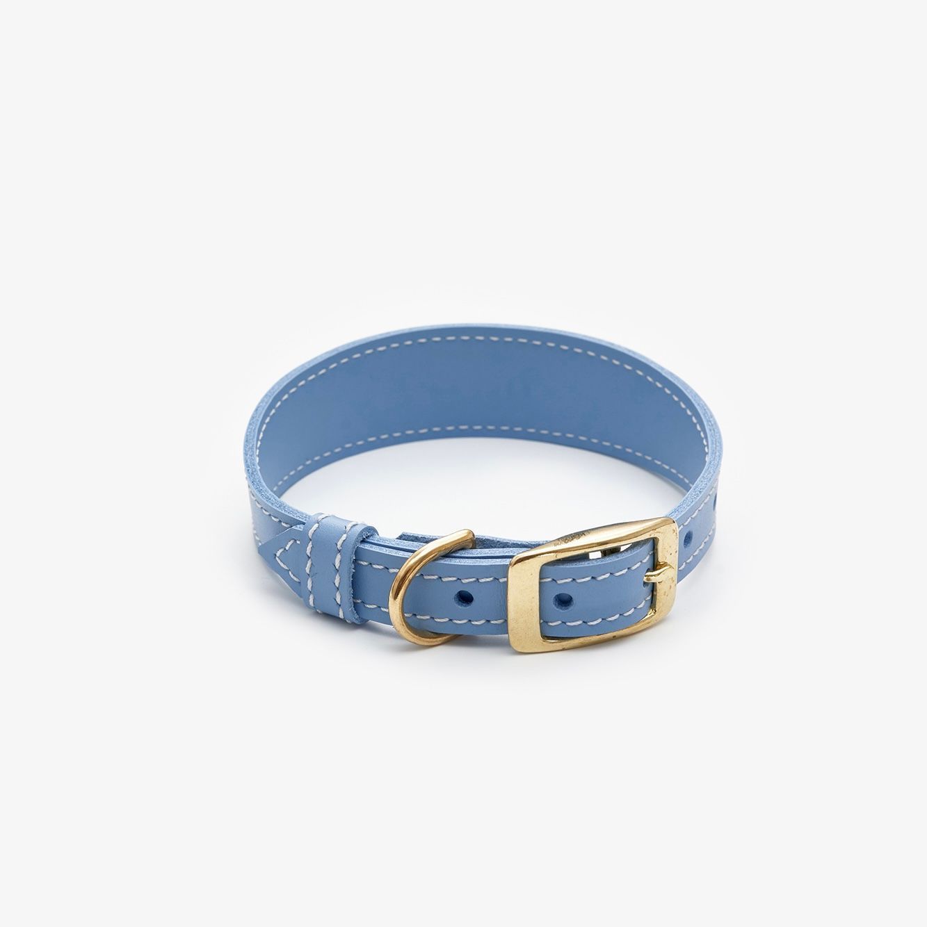 Leather Dog Collar – Almond Collection Light Blue